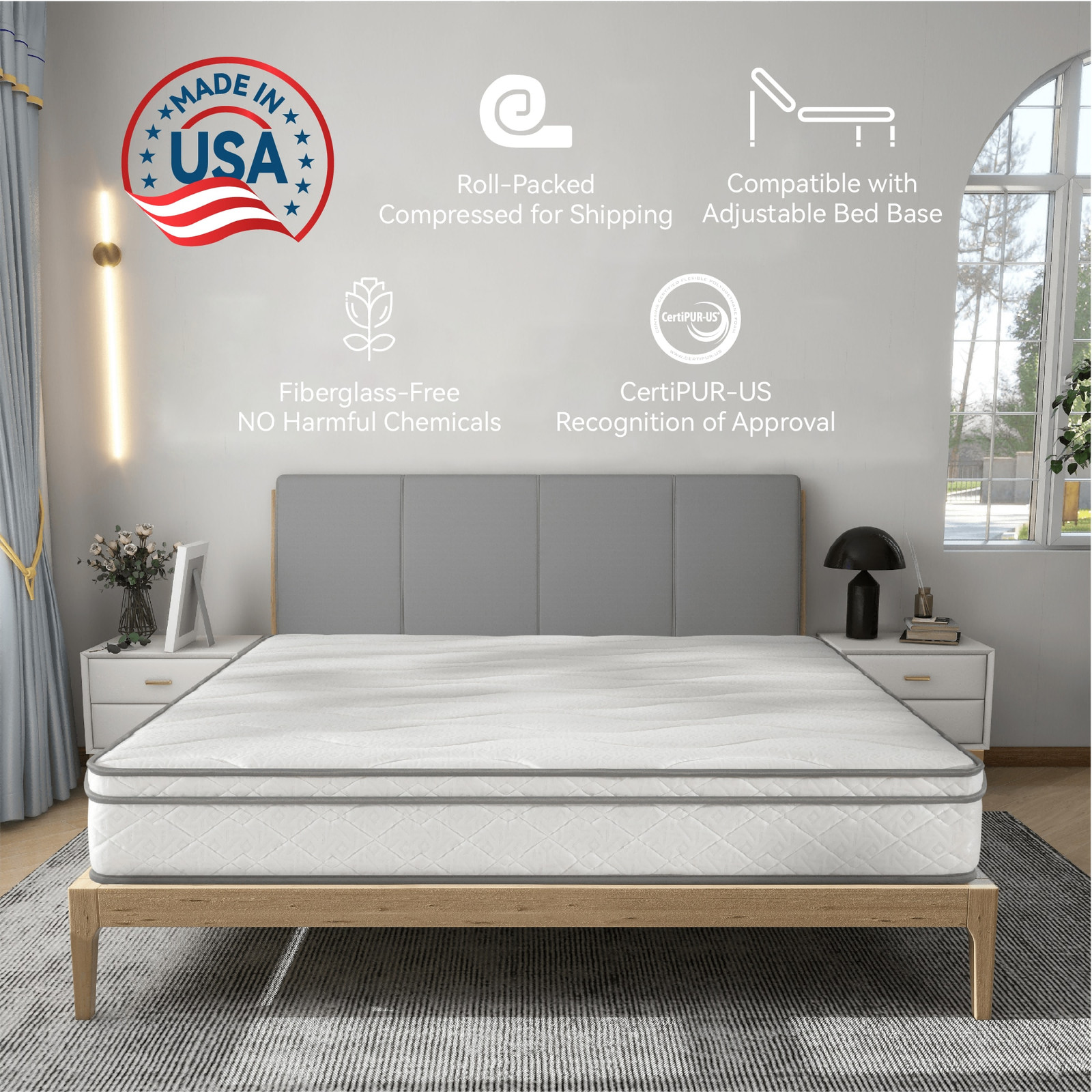 Queen Mattress in a Box, 12″ Hybrid Mattress with Memory Foam & Pocket Spring