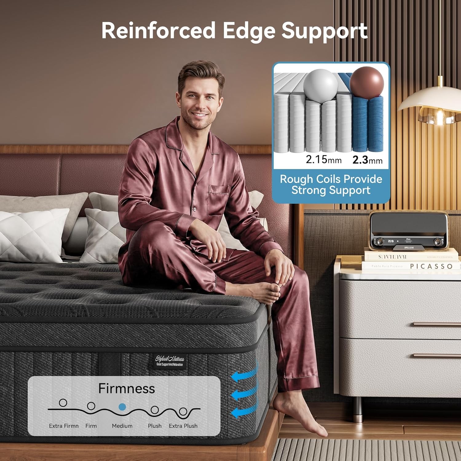 Twin Mattress 10 Inch Springs Matress Bed in a Box Soft & Breathable Pressure
