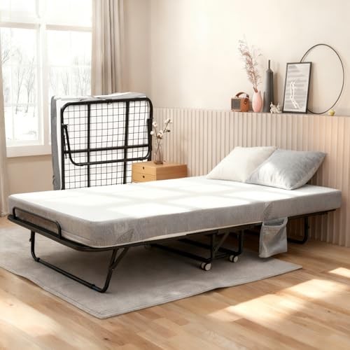 Folding Bed with 5″ Memory Foam Mattress, 75″ x 38″ Portable Twin XL Black