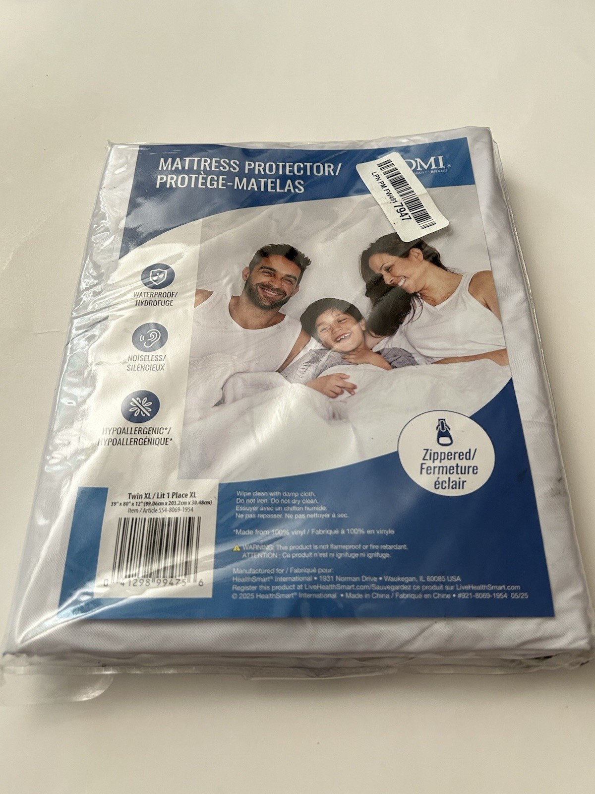 DMI Twin XL Zip Mattress Cover, Waterproof, Hypoallergenic, White