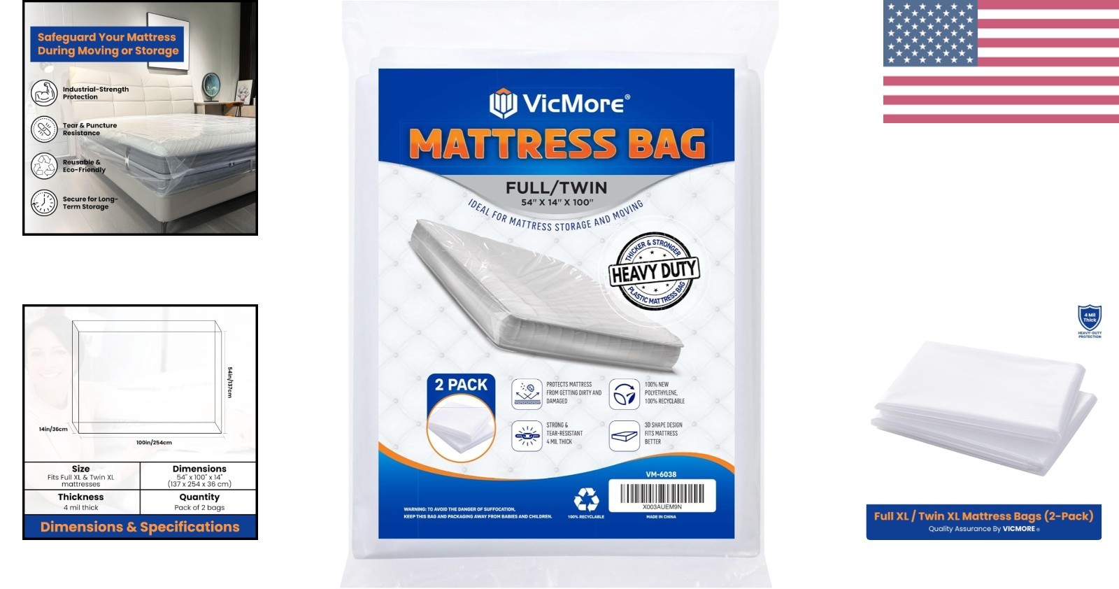 2-Pack Twin XL/Full XL Mattress Bags – Tear-Resistant & Odorless