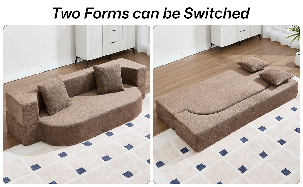 Folding Sofa Bed, Convertible Futon Sleeper Bed, 2-in-1
