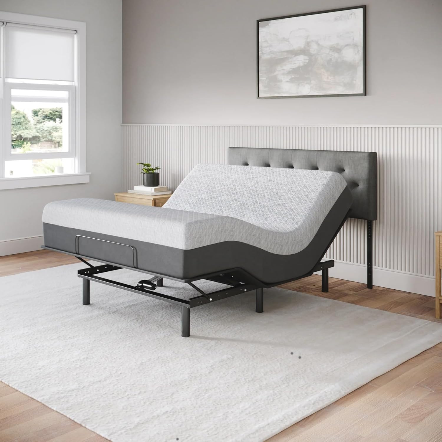 Aurora Adjustable Bed Frame & 12″ Gel Memory Foam Mattress – Queen Size