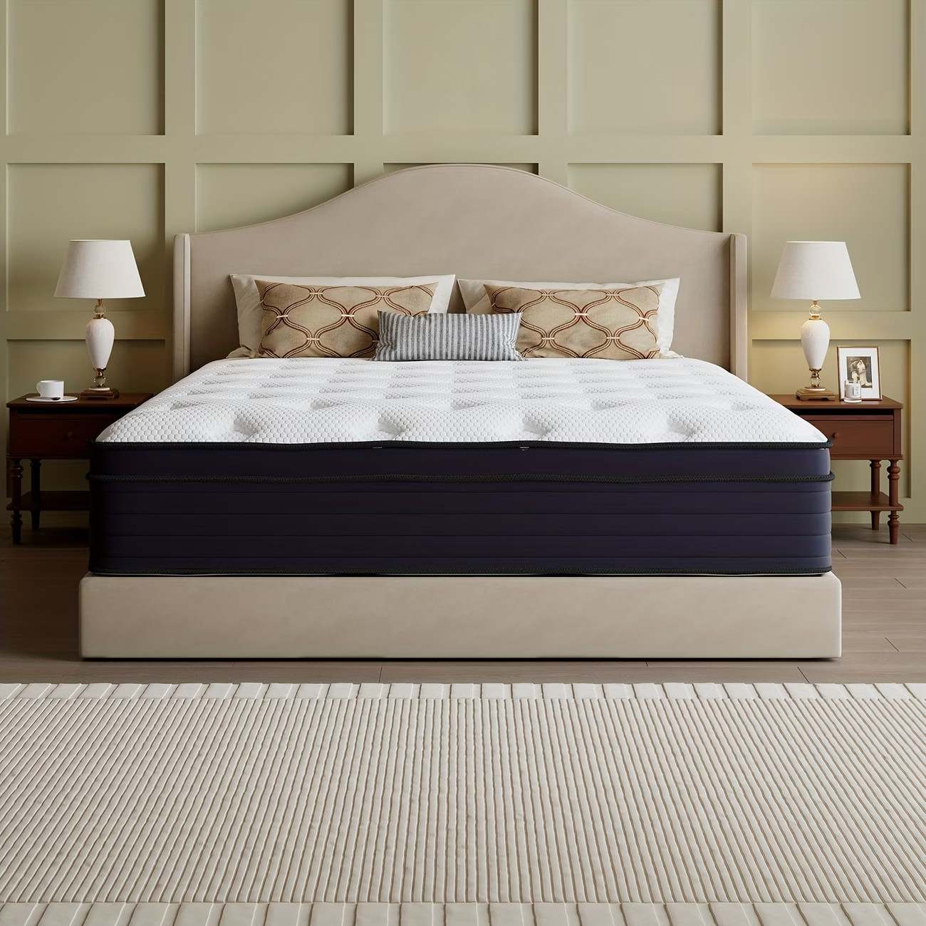 Heavy Duty Queen Mattress 12in Independent Spring High Density Foam Ultra Quiet