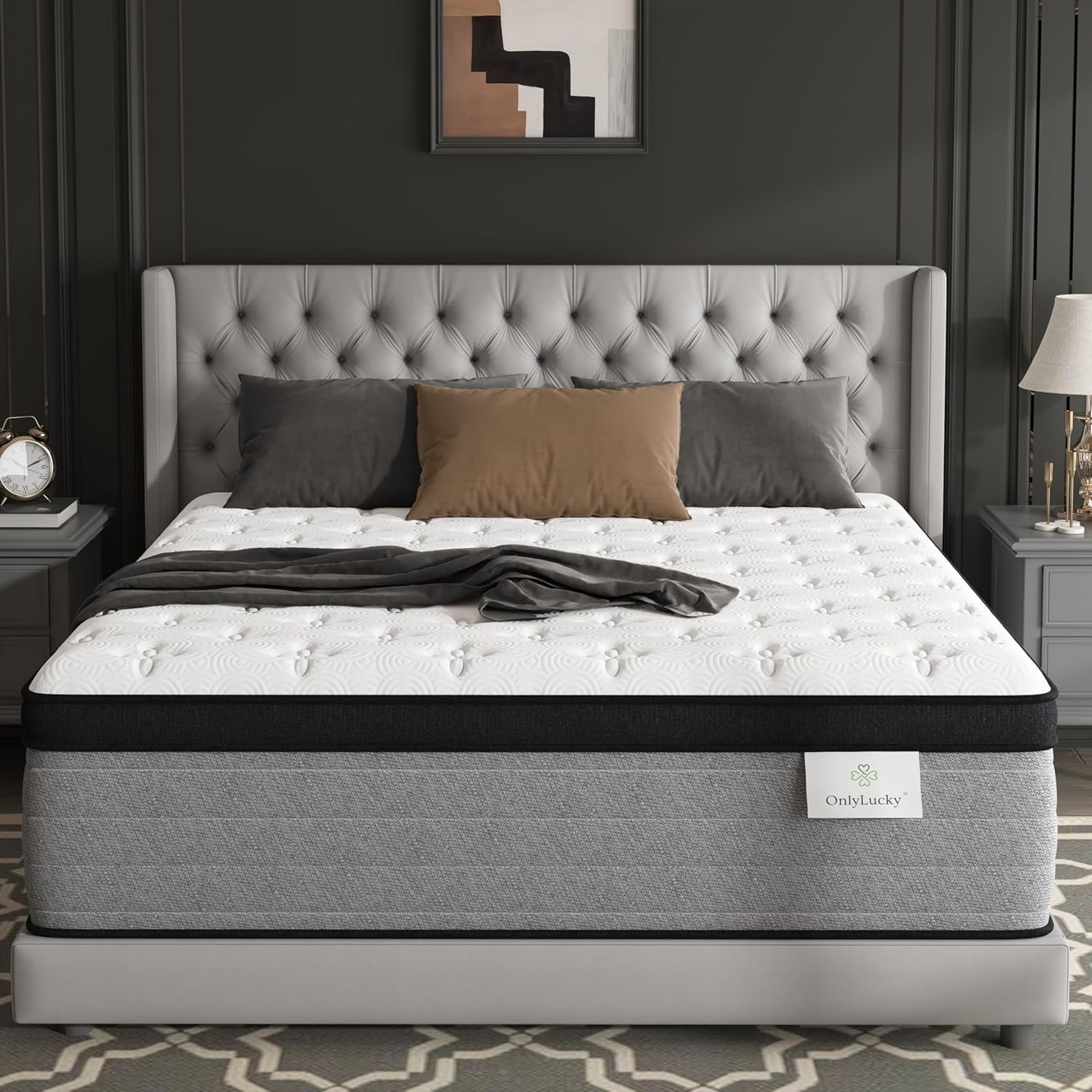 Onlylucky Firm King Mattress 14 Inch, Luxury Hybrid King Size Mattress in a Box,