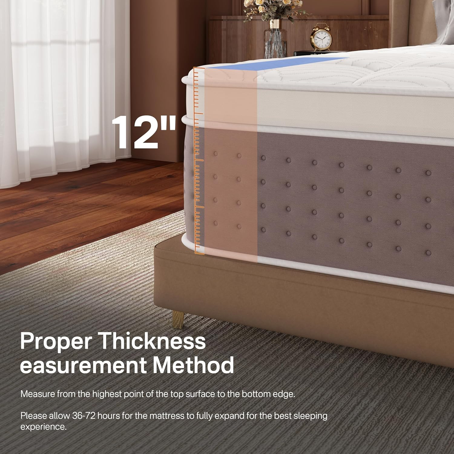 California King Mattress, Upgraded 12 Inch Hybrid Cal King Mattress in a Box, Co