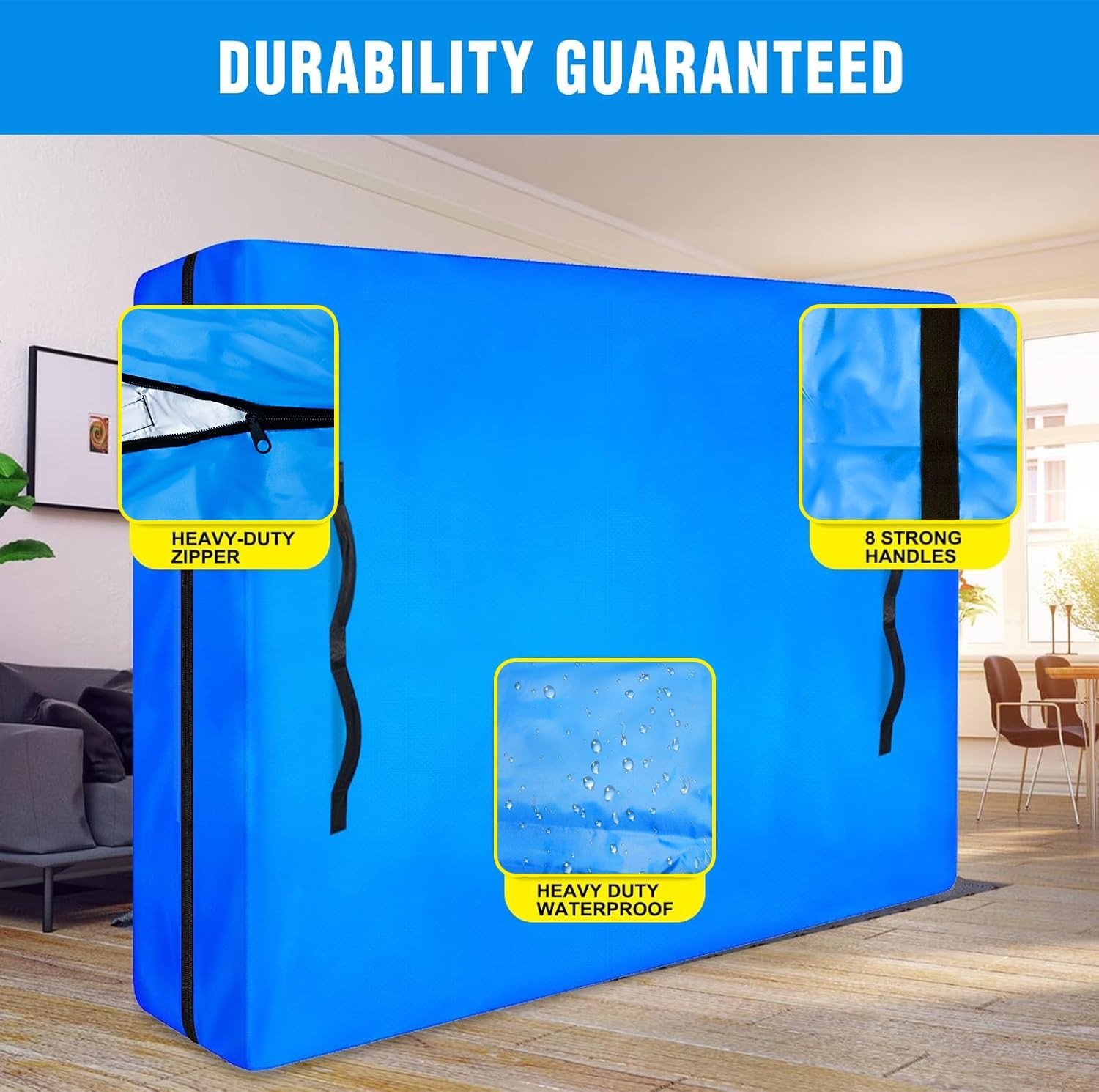 ANALIM Mattress Bags for Moving and Storage, Zippered Queen, Blue