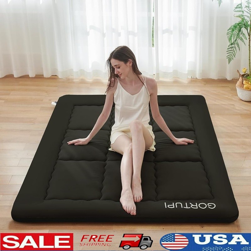 Floor Mattress Futon Mattress 3″ Black Thicken Foldable Tatami Mat Sleeping Pad