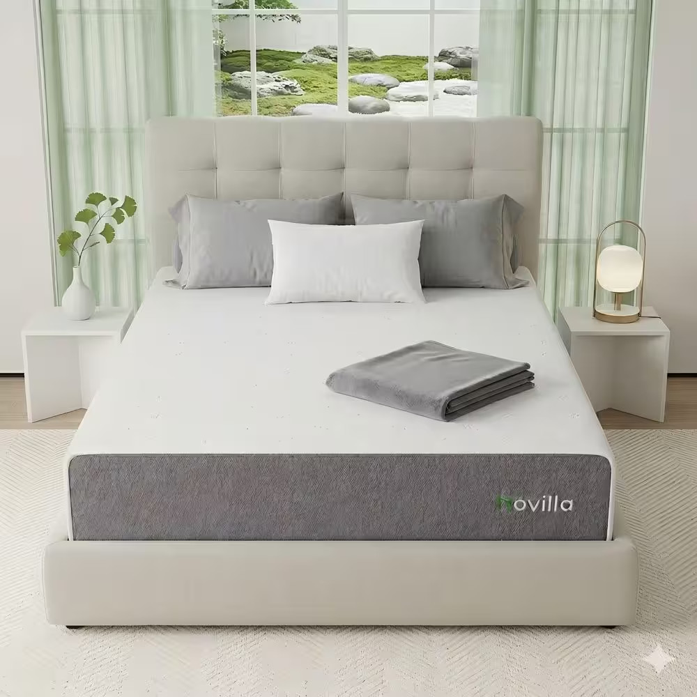 Cooling California King Medium to Firm Gel Memory Foam 14 In. Mattress, Bed in a