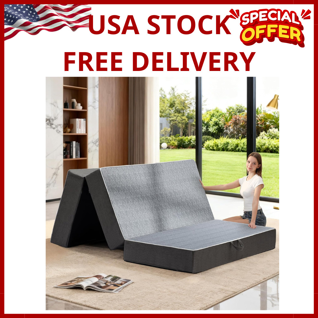 Tri Folding Mattress Queen Size – 6 Inch Dual-Layer Memory Foam Foldable Mattres