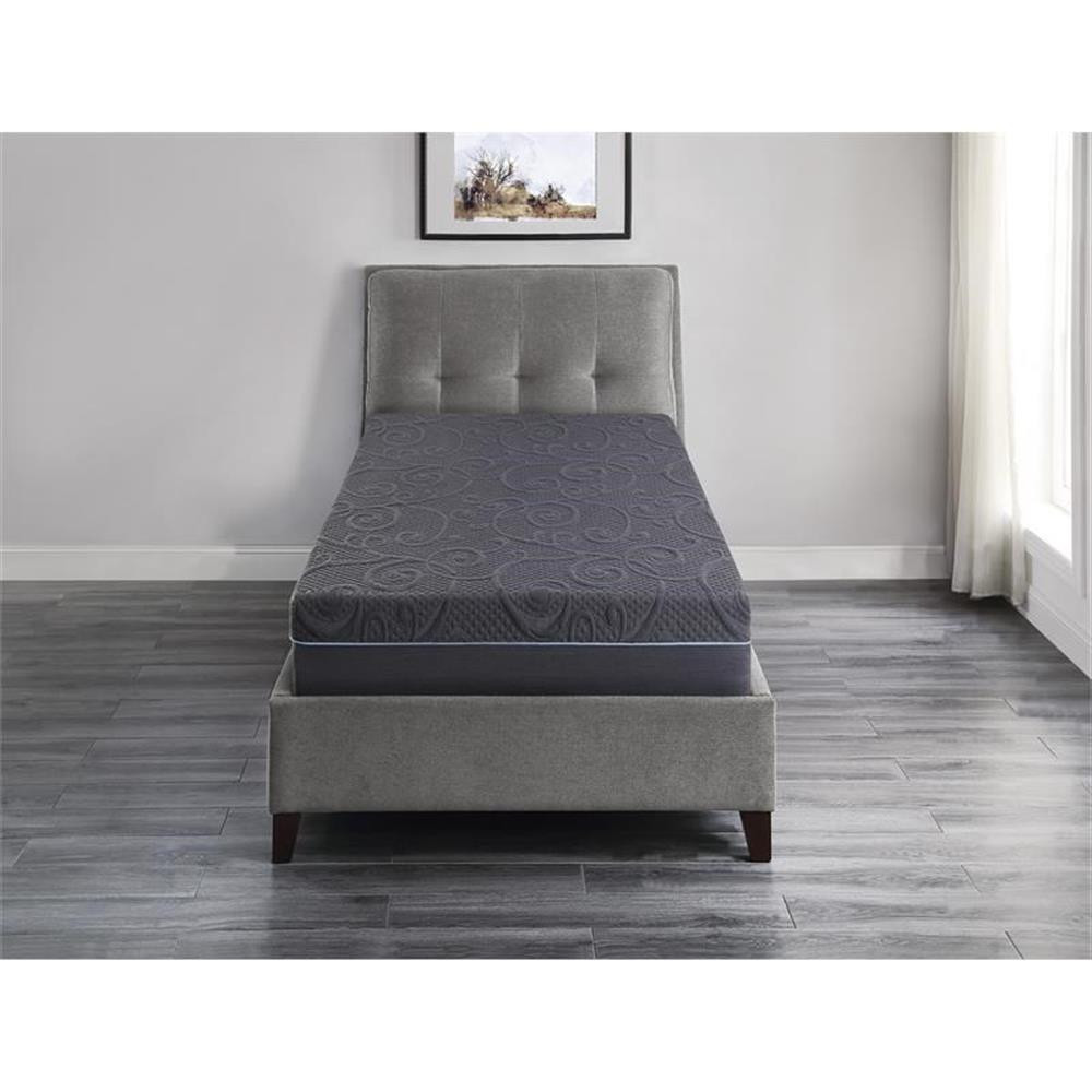 Pemberly Row Fabric Twin XL Gel Memory Hybrid Mattress in Gray