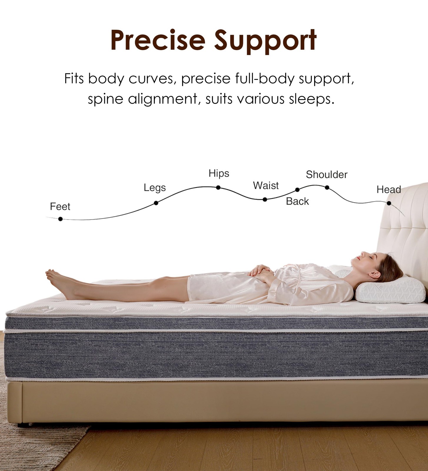 Queen Size Mattress 14 Inch, Cooling Hybrid Mattress in a Box, Medium Firm, M…