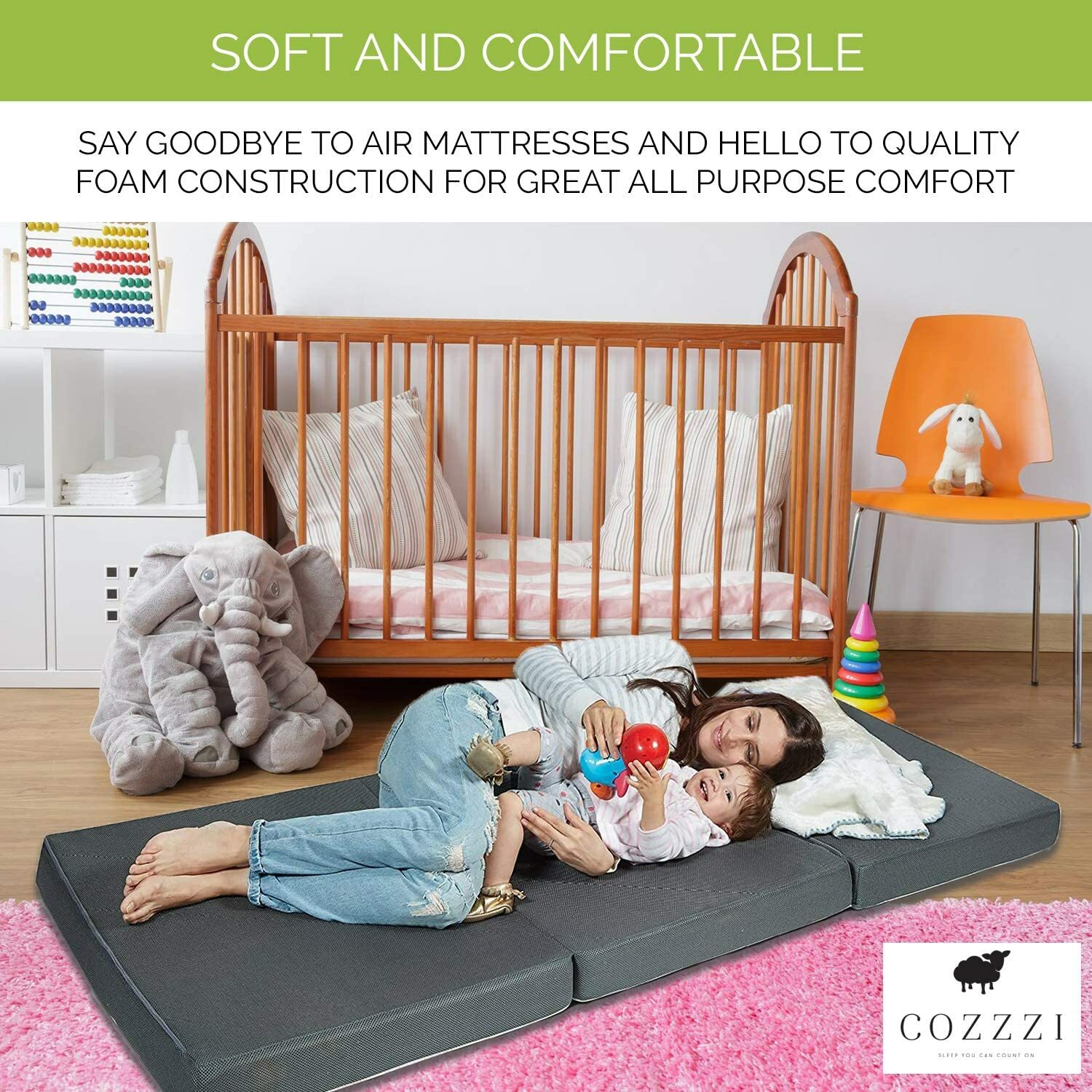 Cozzzi Folding Mattress Twin Size Trifold Foam Topper Portable Sleeping Mat