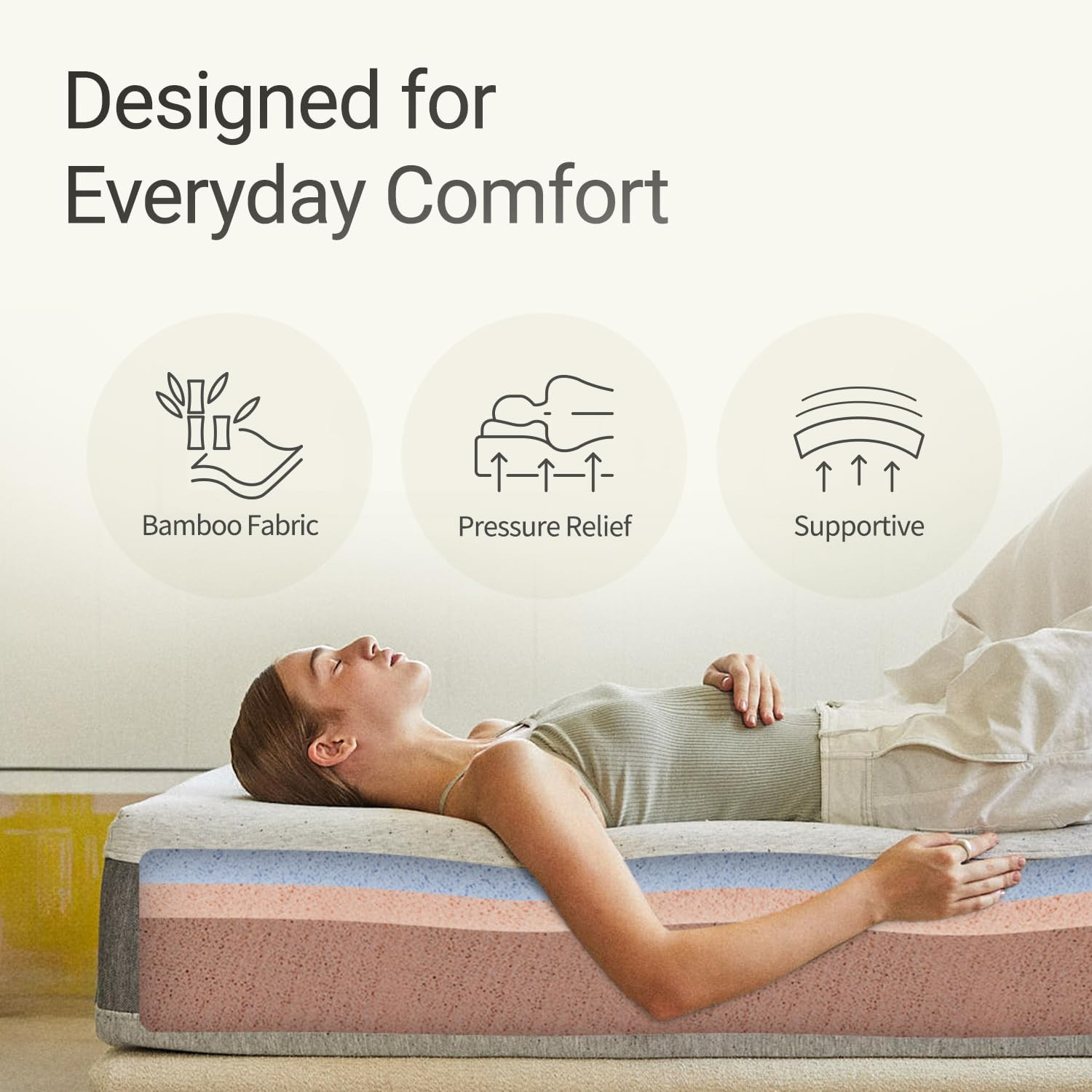 12 Inch Full Cooling Gel Infused Memory Foam Mattress, Medium Firm, Bamboo Cover