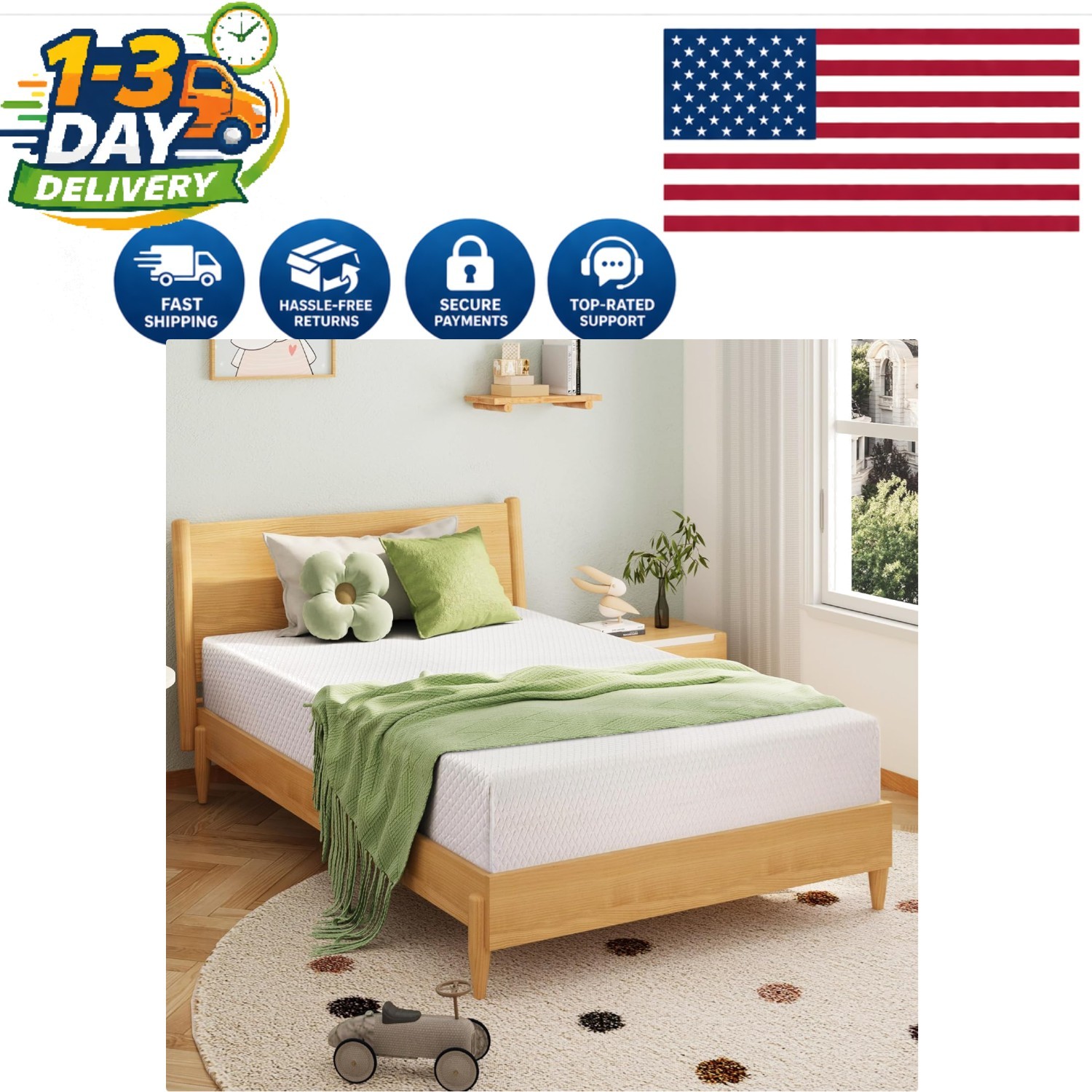 Cooling Green Tea Gel Twin Mattress – 6 Inch Medium Firm Support for Children