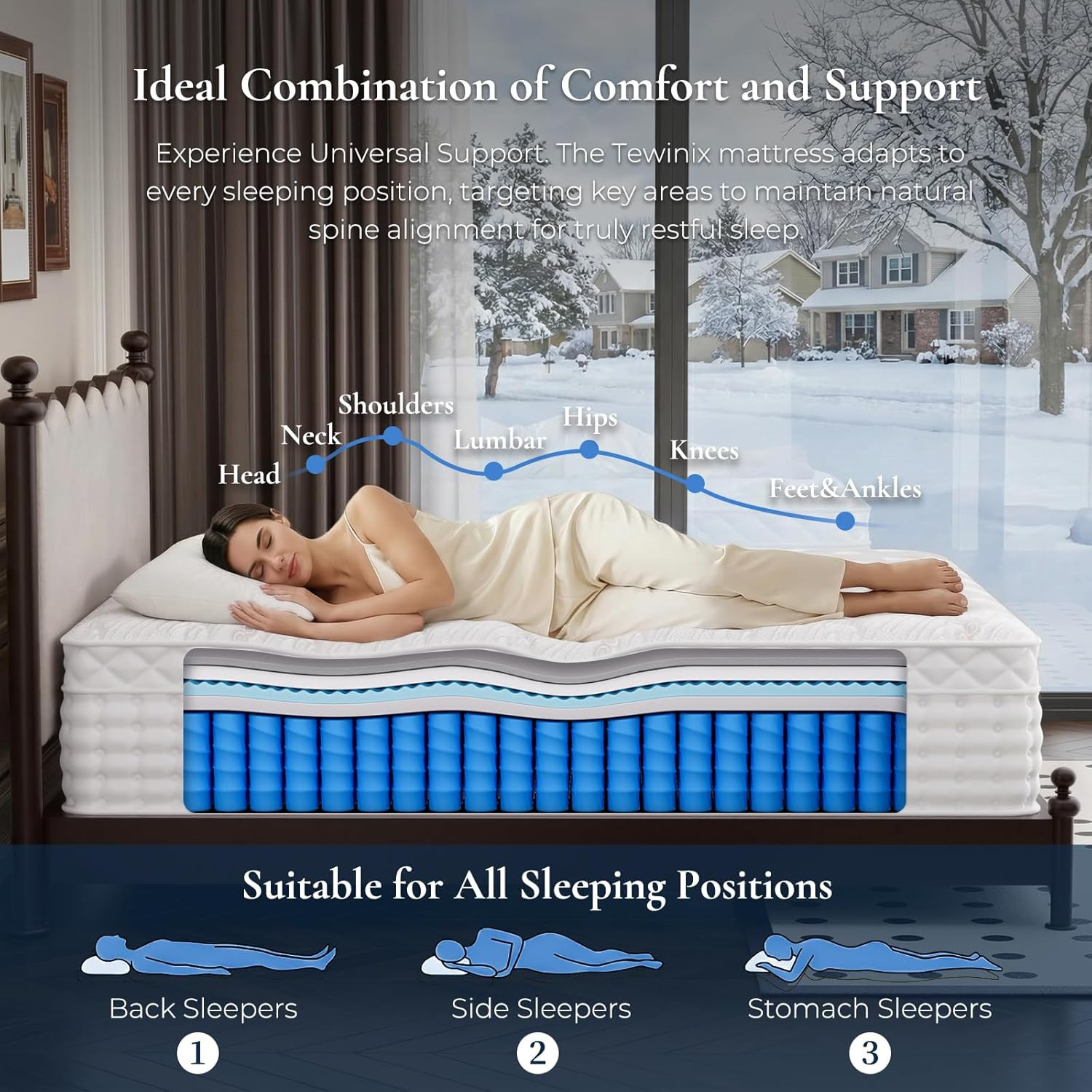14 Inch Queen Mattress, Plush Hybrid Mattresses with Gel Memory Foam in a Box, I