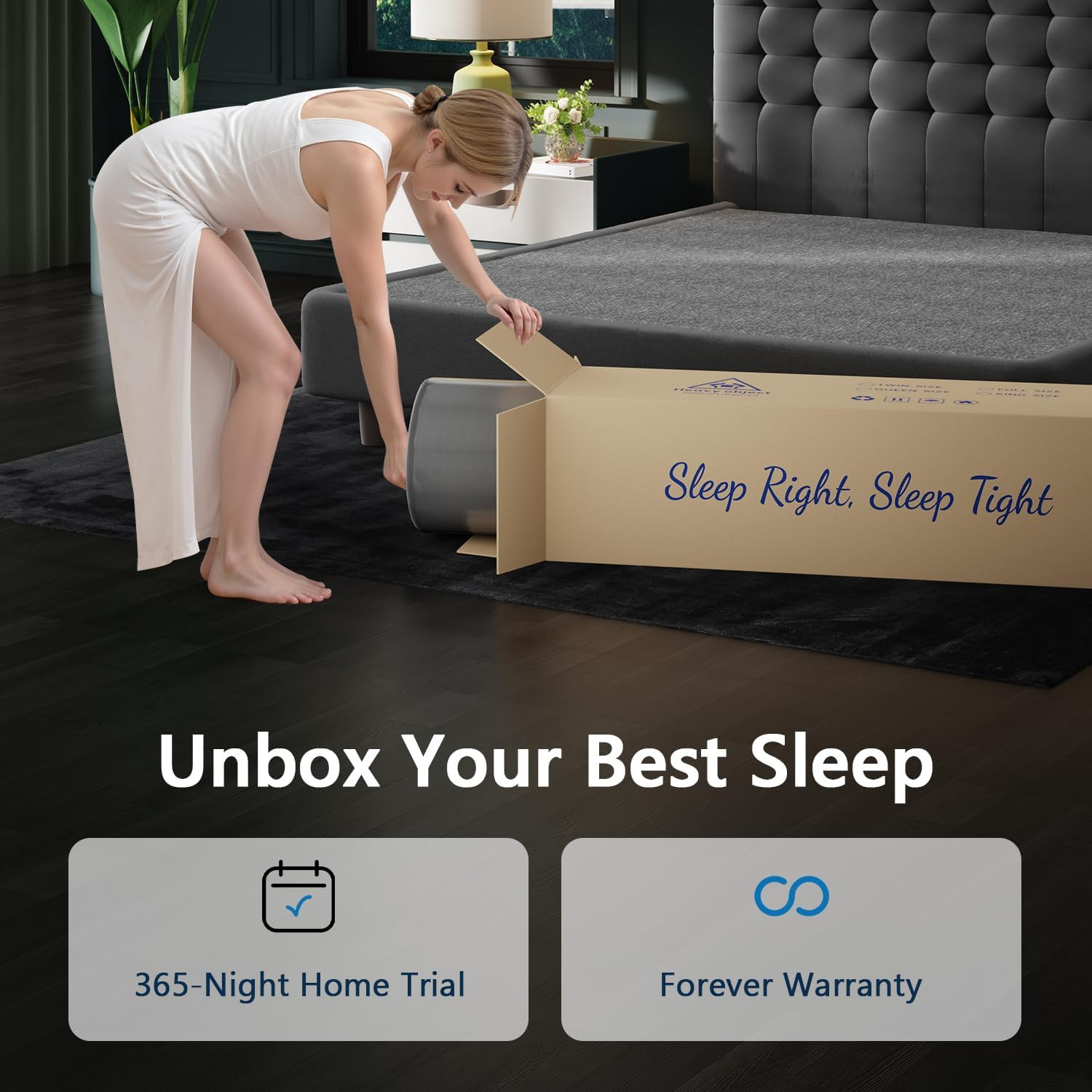 Twin Mattress, 8 Inch Luxury Hybrid Twin Size Mattress in a Box, Cooling Gel Mem