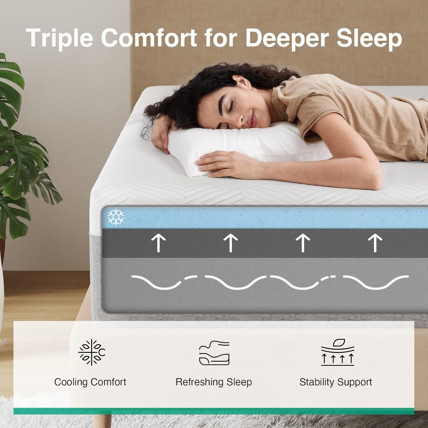 10 Inch Gel Queen Memory Foam Mattress, Mattress Queen Size in a Box for Cool Ni
