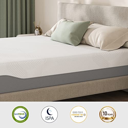 Twin Mattress Gel Memory Foam Mattress for Twin (75×38) – 10 Inch – White & Grey