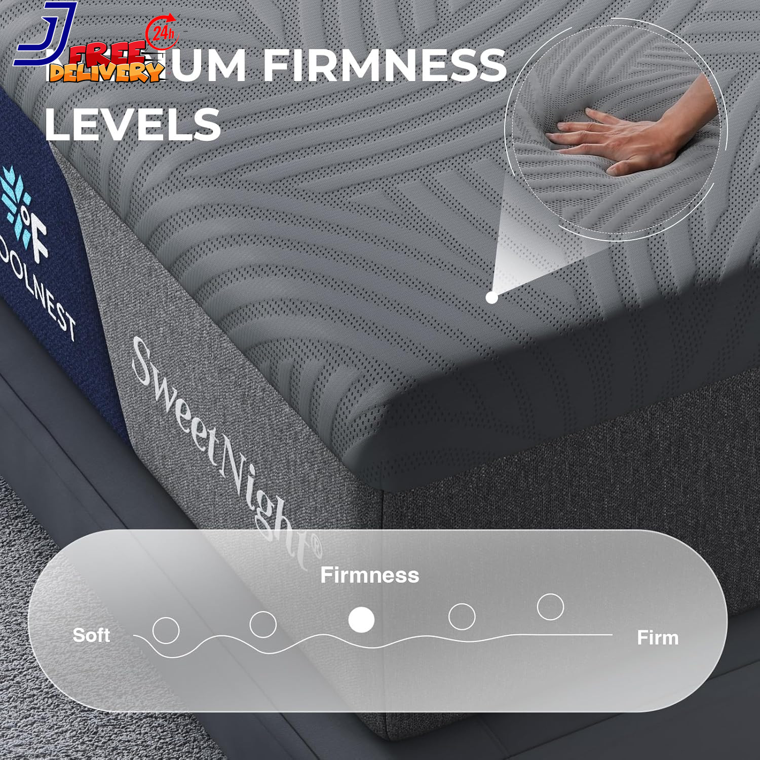 Coolnest Queen Mattress 14 Inch Cooling Queen Size Memory Foam Mattress for Cool