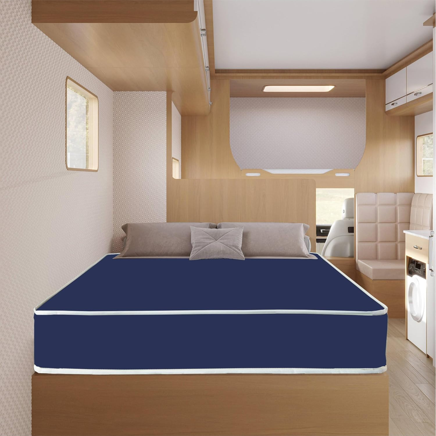 8-Inch Medium Firm Water-Resistant Foam Mattress, Easy Clean, Noise-Free, Blue