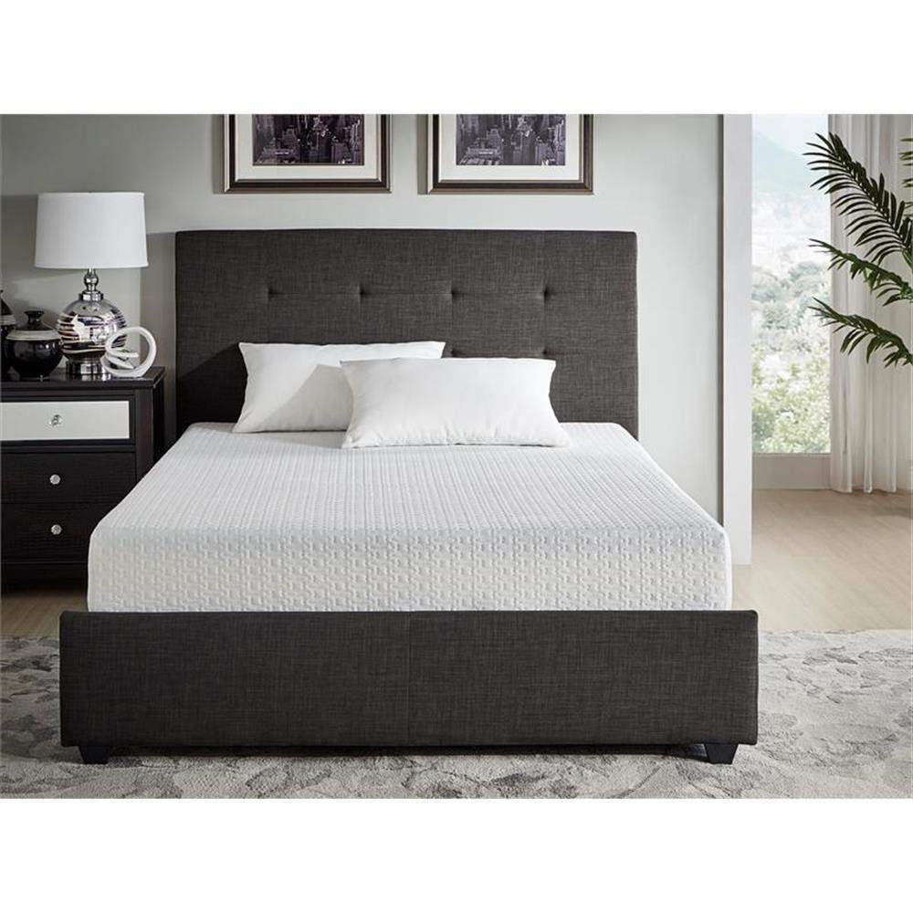 Pemberly Row 8″ Modern Fabric Queen Gel Memory Mattress in White