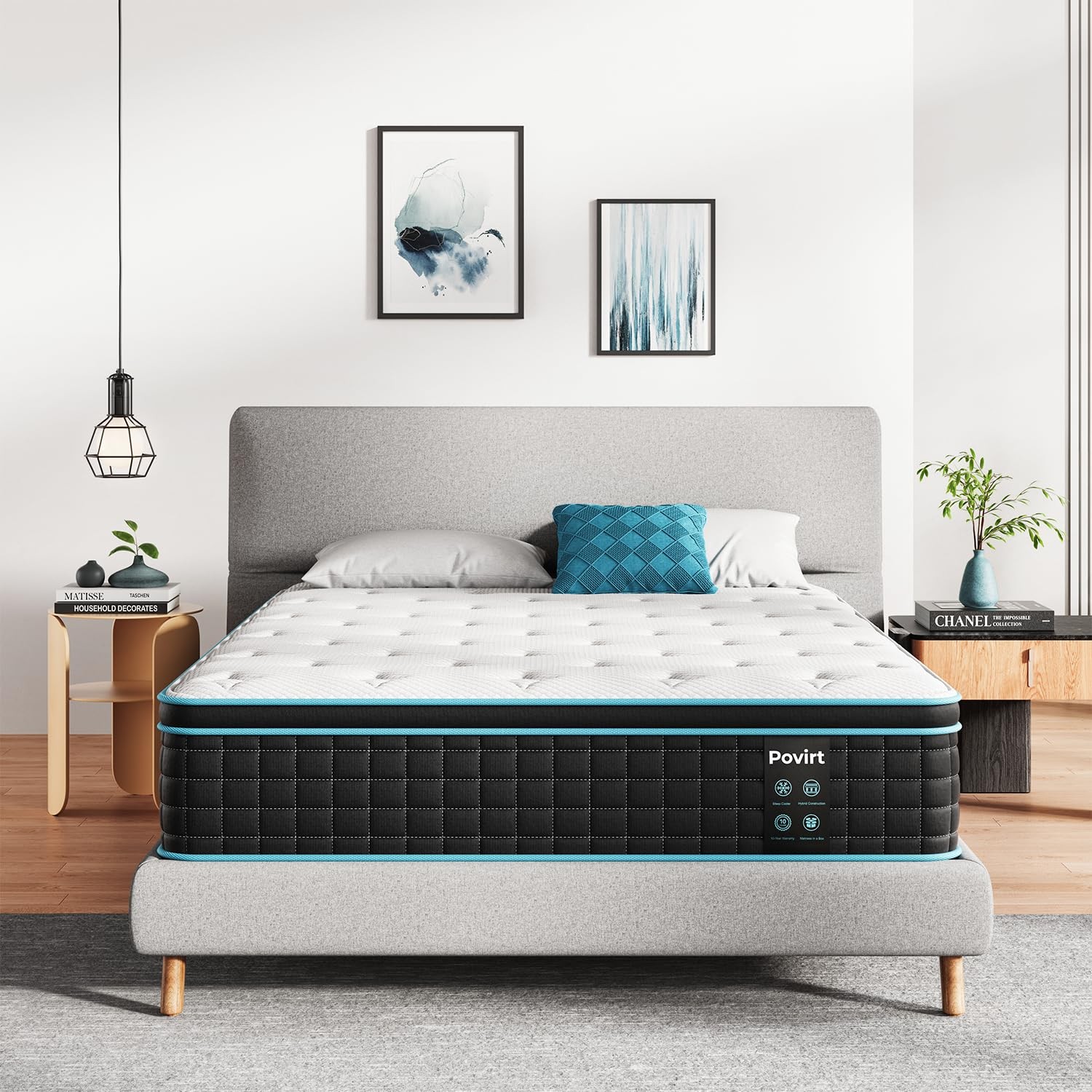 Queen Mattress 12 Inch, Pocket Spring Hybrid Queen Size Mattress in a , Memor…