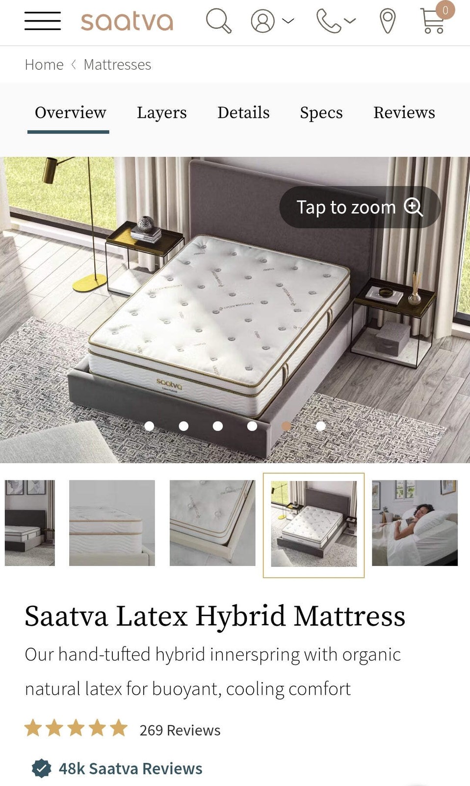 Saatva Latex Hybrid King/ Cal-King