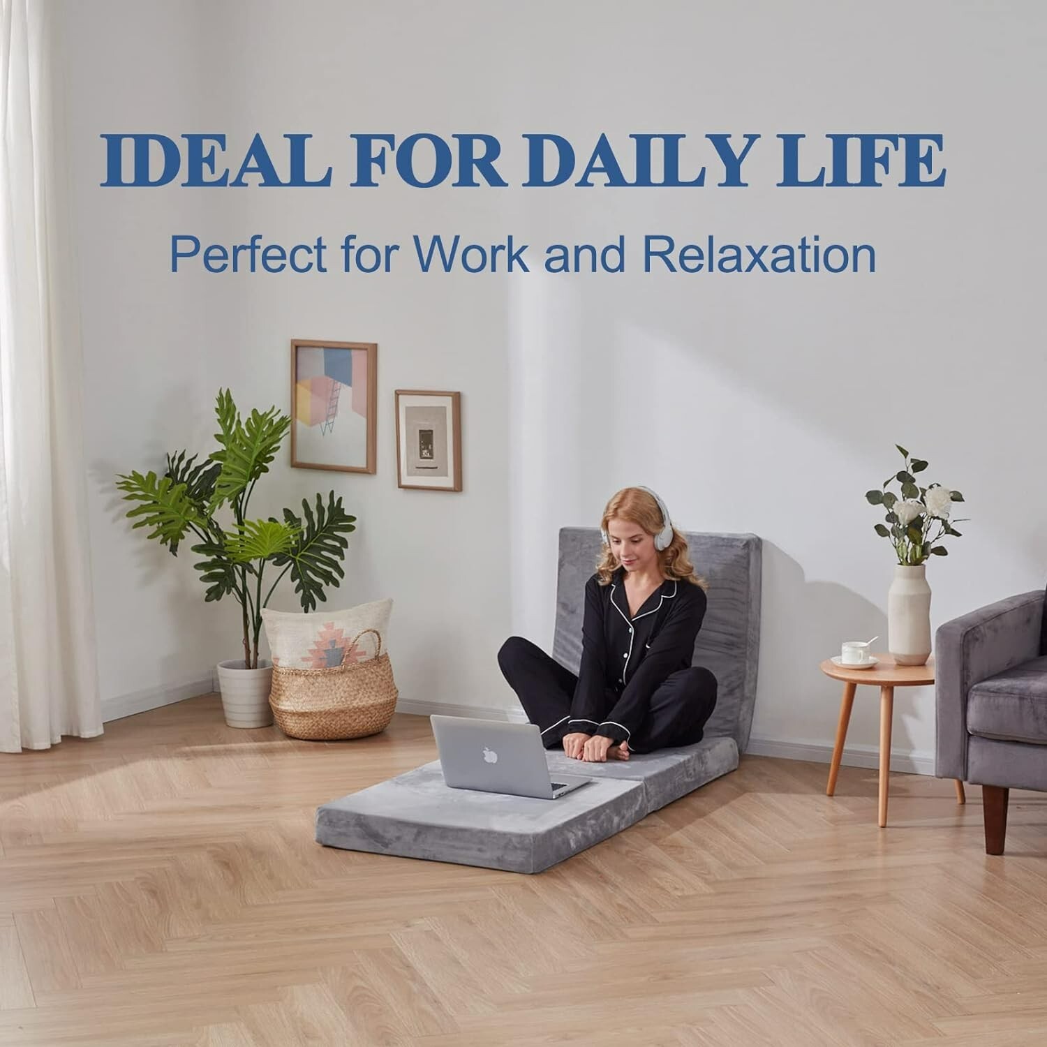 Sleep Floor Mat 4 Inch Tri Folding Single Bed Memory Foam Guest Topper Mattress
