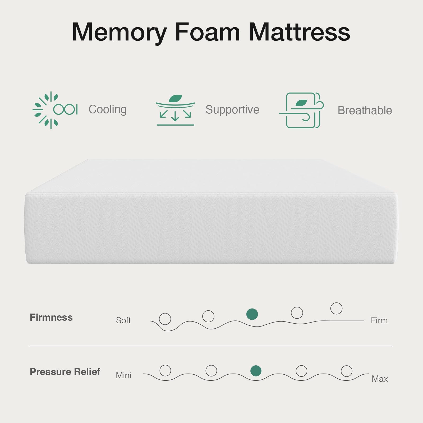 12 Inch Queen Mattress Gel Memory Foam Bed Cooling Pressure Relief White