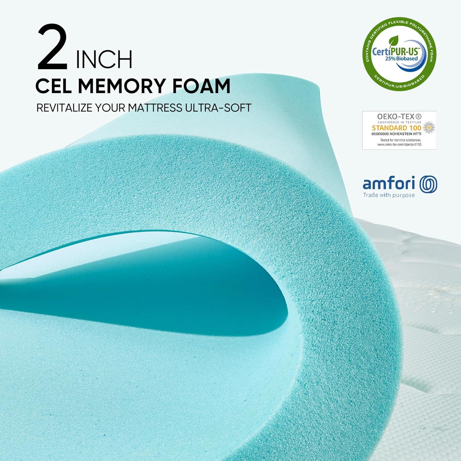 Memory Foam Mattress Topper Queen Size, Dual Layer 4 Inch Mattress Pad,2Inch Gel