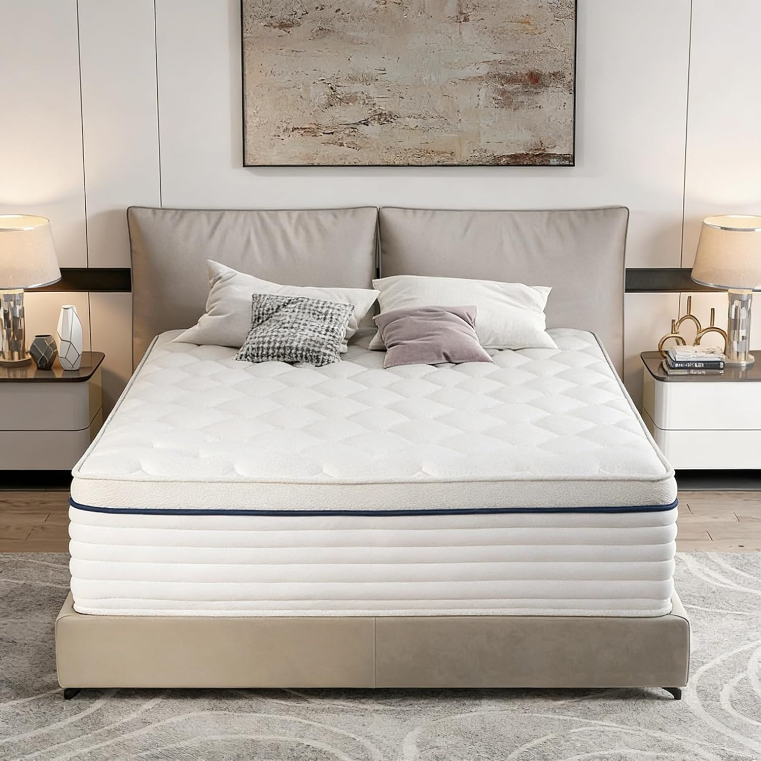Luxury 12″ Queen Hybrid Mattress, Memory Foam & Pocket Springs, 365-Night Trial