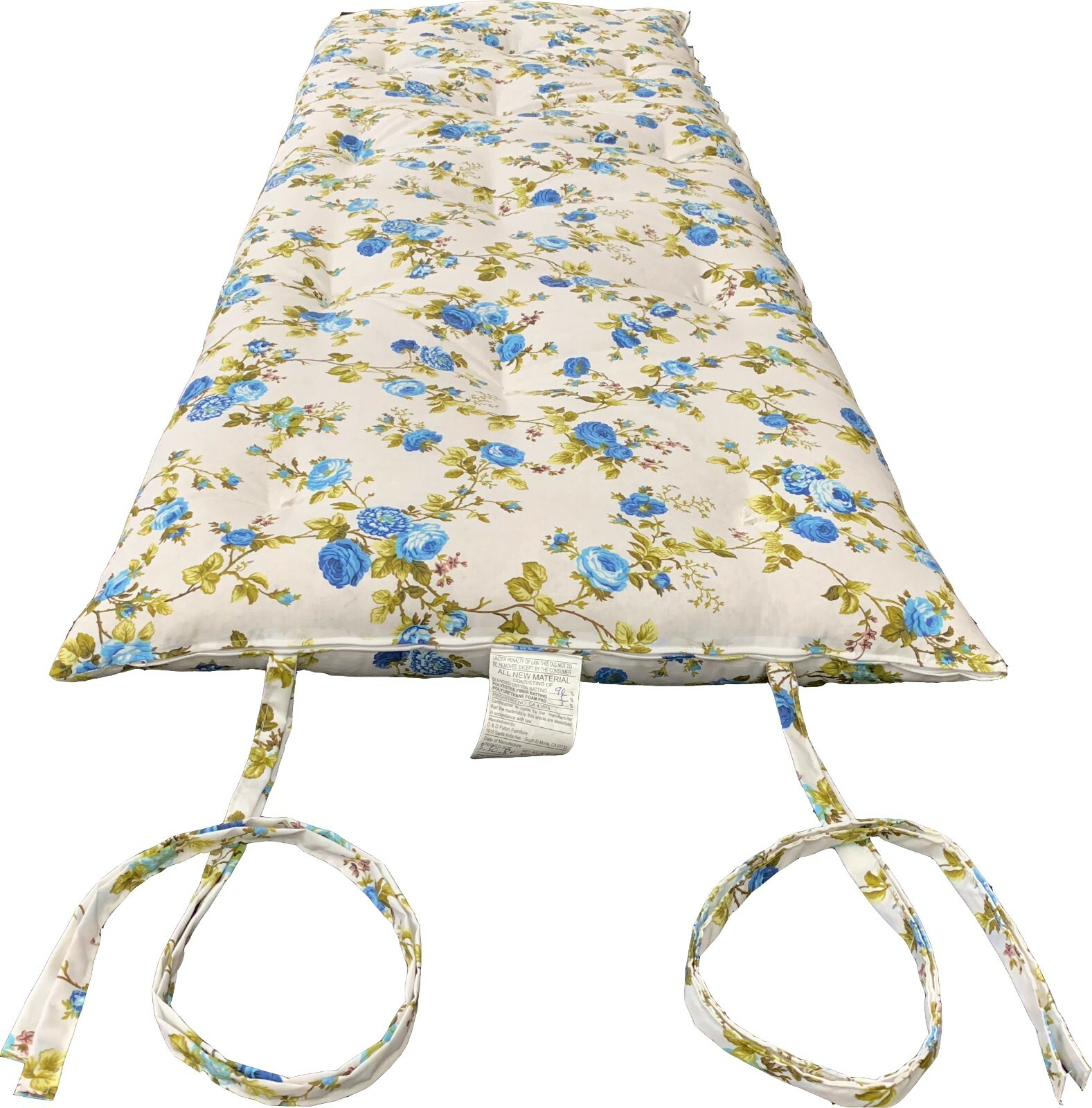 Full Japanese Floor Rolling Futon Mattresses, Cotton Pads 3 x54 x 80, Blue Rose