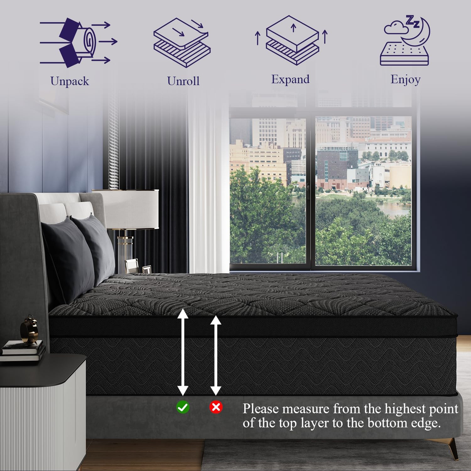 Luxury 12″ Twin Hybrid Mattress with Cooling Gel & Pocket Springs, 365-Night Tri
