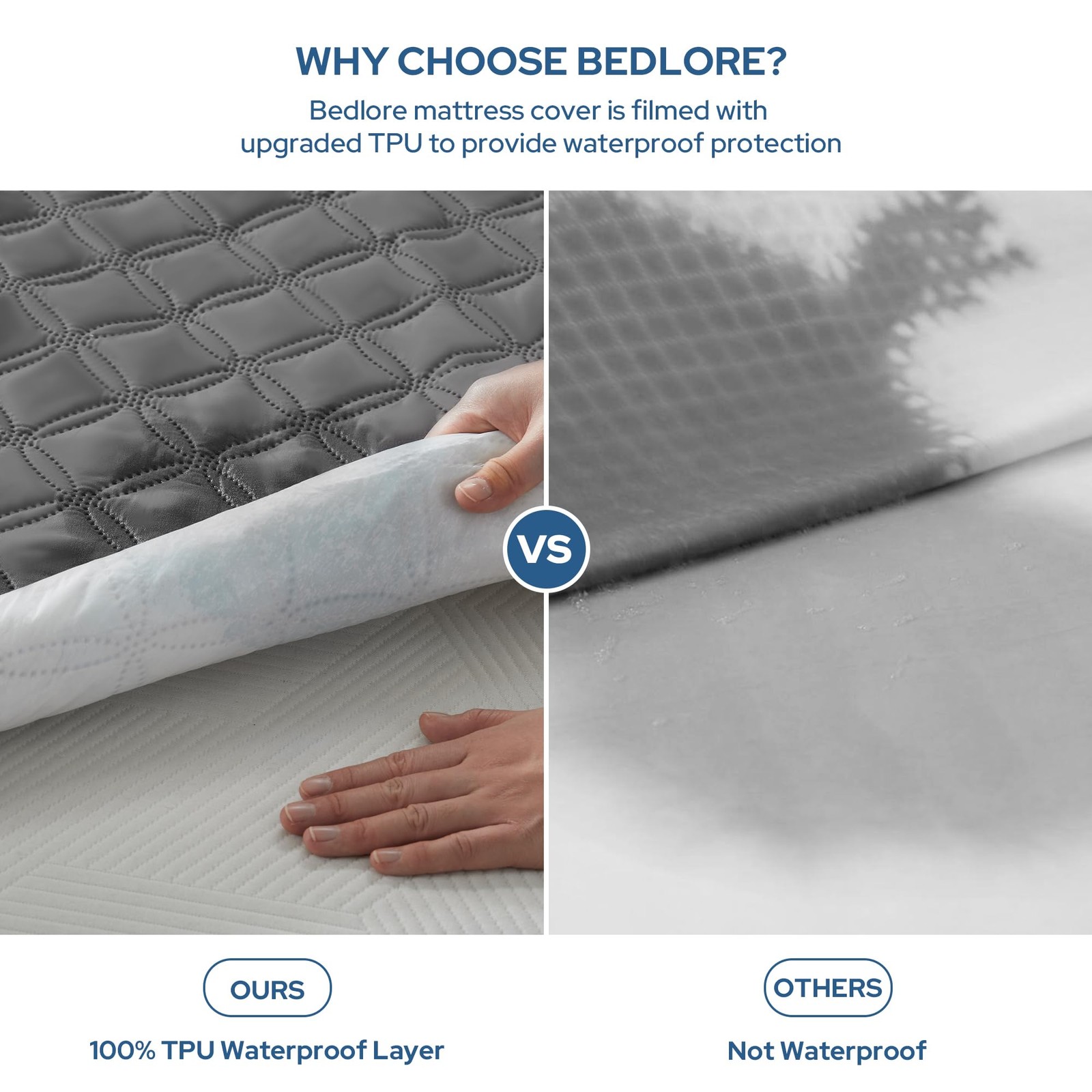 2 Pack Waterproof Mattress Protector, Queen Size Pad Queen, Gray