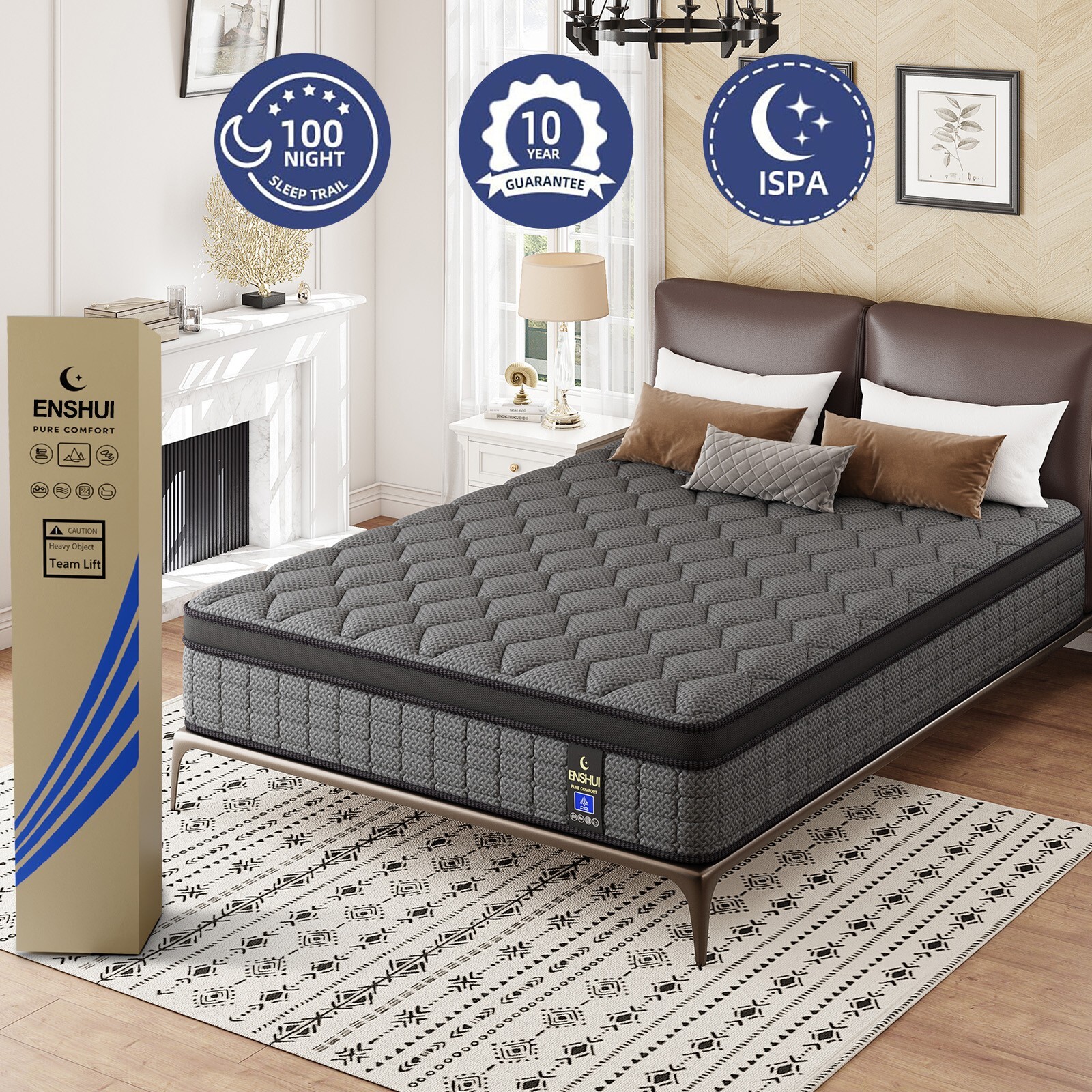 12 Inch Hybrid Mattress Twin Full Queen King | Gel Memory Foam | Bed in a Box