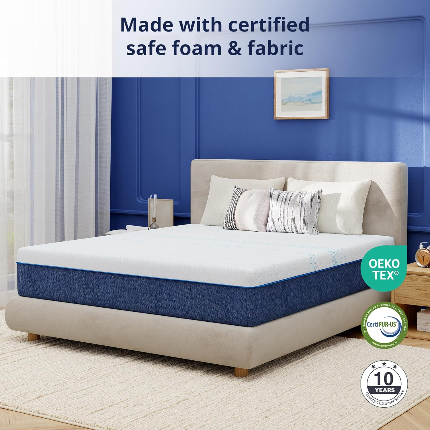 12″ Gel Memory Foam Mattress, CertiPUR-US, Machine Washable Cover