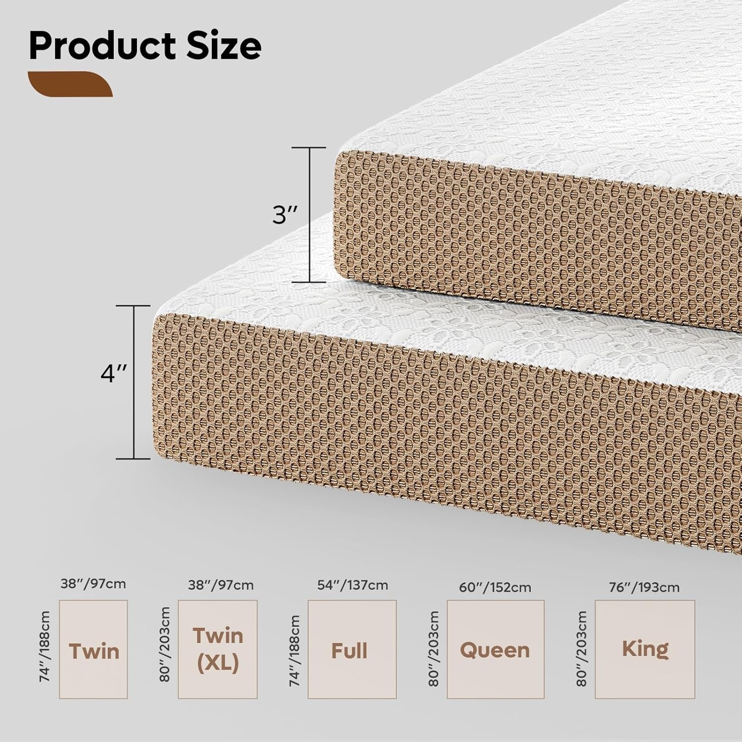 4 Inch Queen Sized Memory Foam Mattress Topper 60×80 Inch