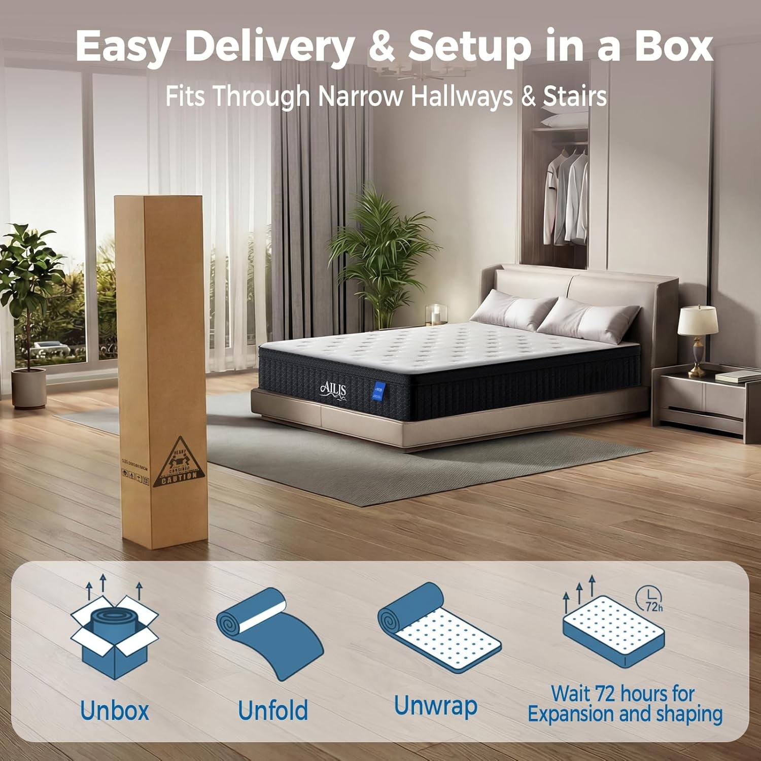 12 Inch King Mattress Hybrid Pocket Springs Medium Firm Box
