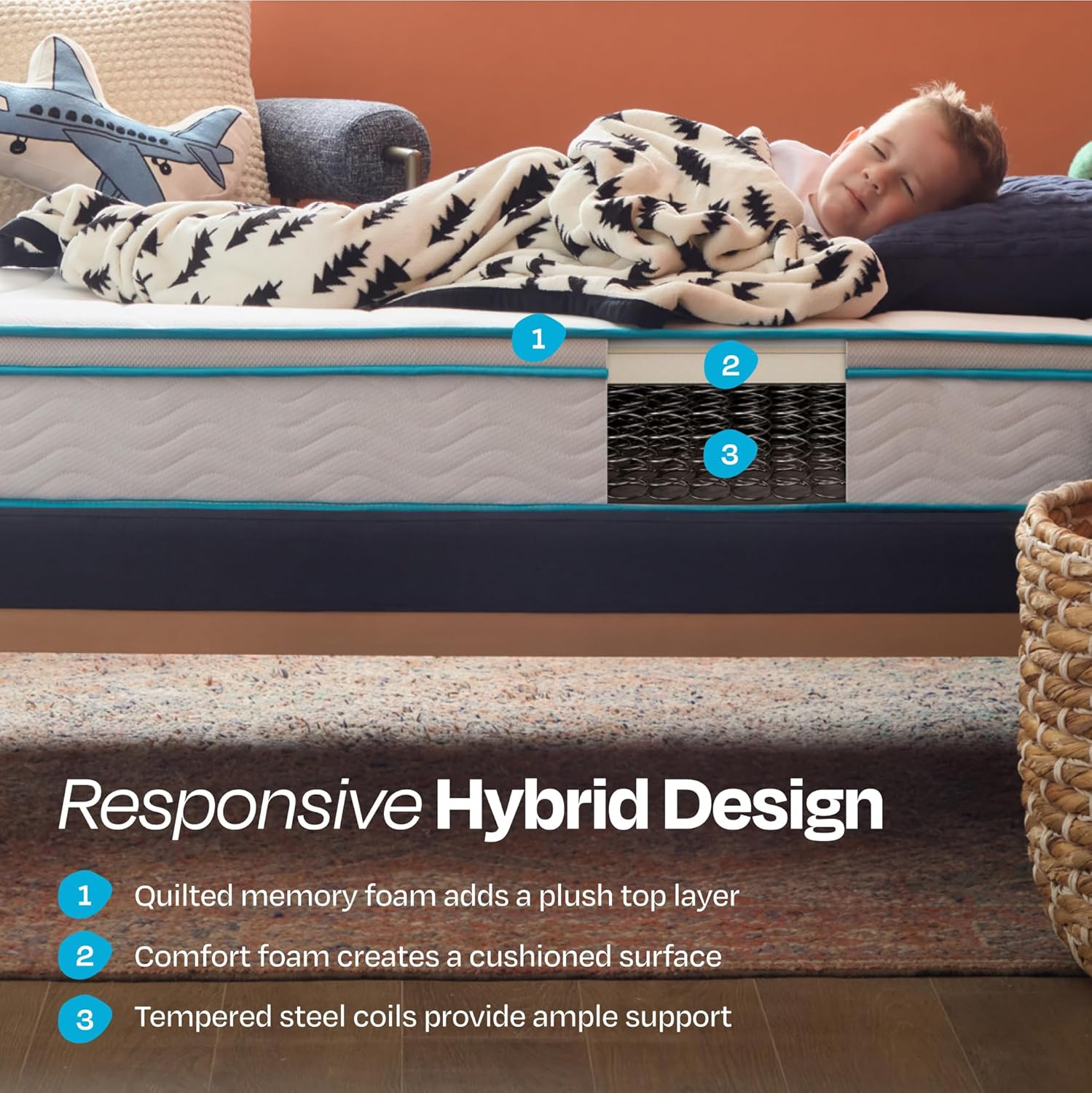 8″ Medium Firm Memory Foam Hybrid Mattress – Twin Size, Cooling Comfort