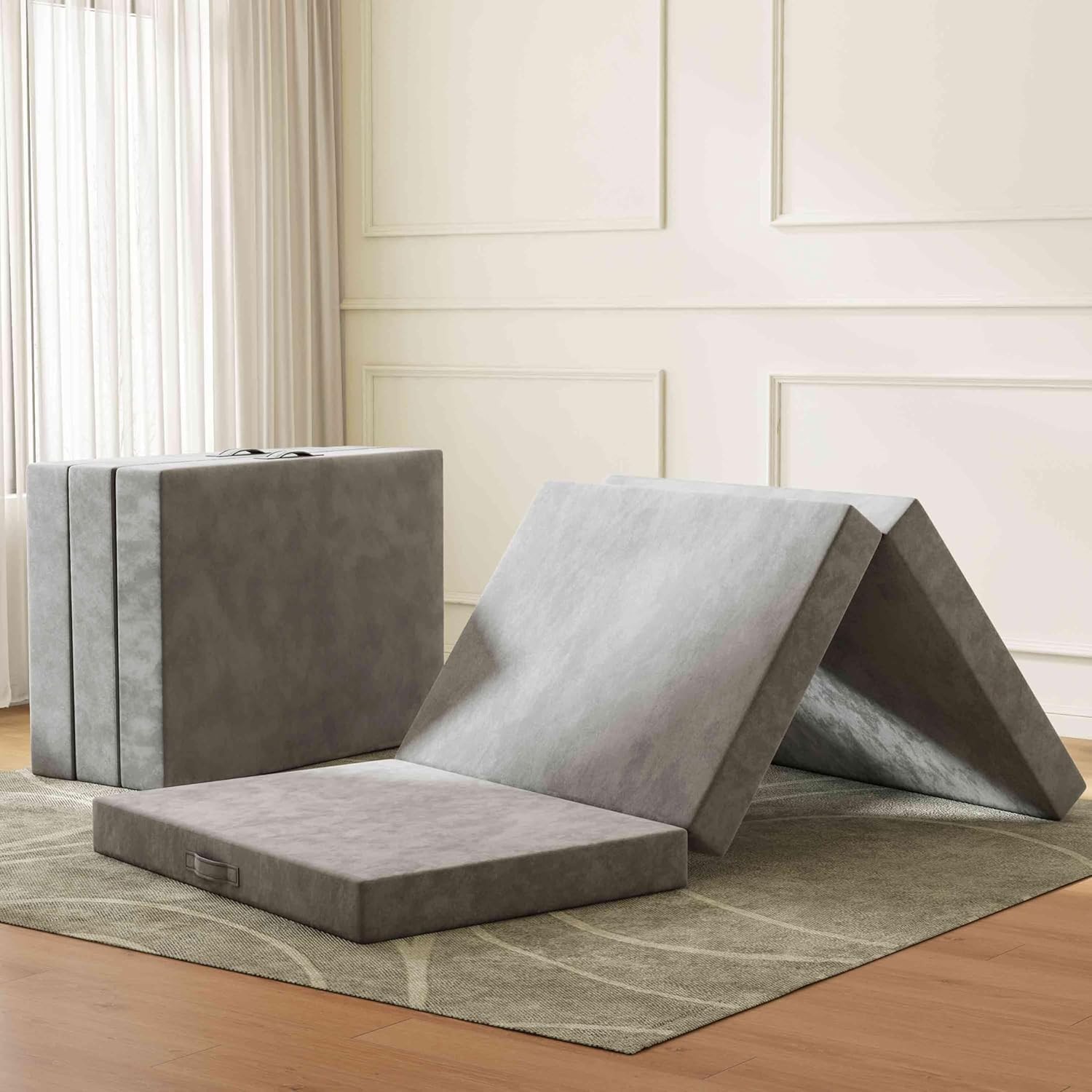 4 inch / 6 inch Tri-Fold Memory Foam Mattress Single Folding Reversible Foldable