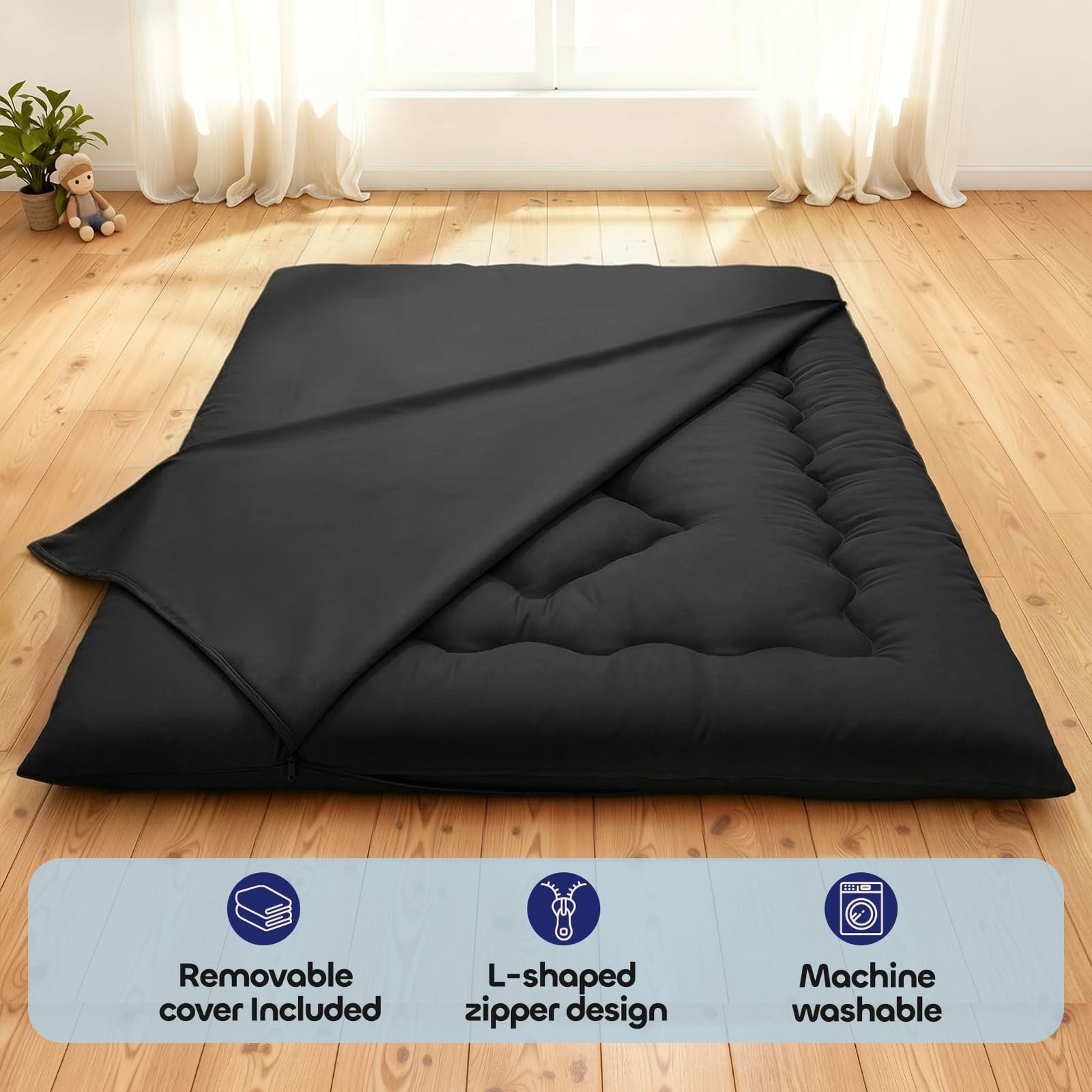 4″ Thick Japanese Floor Mattress – Space Saving Foldable Floor Mattress for G…