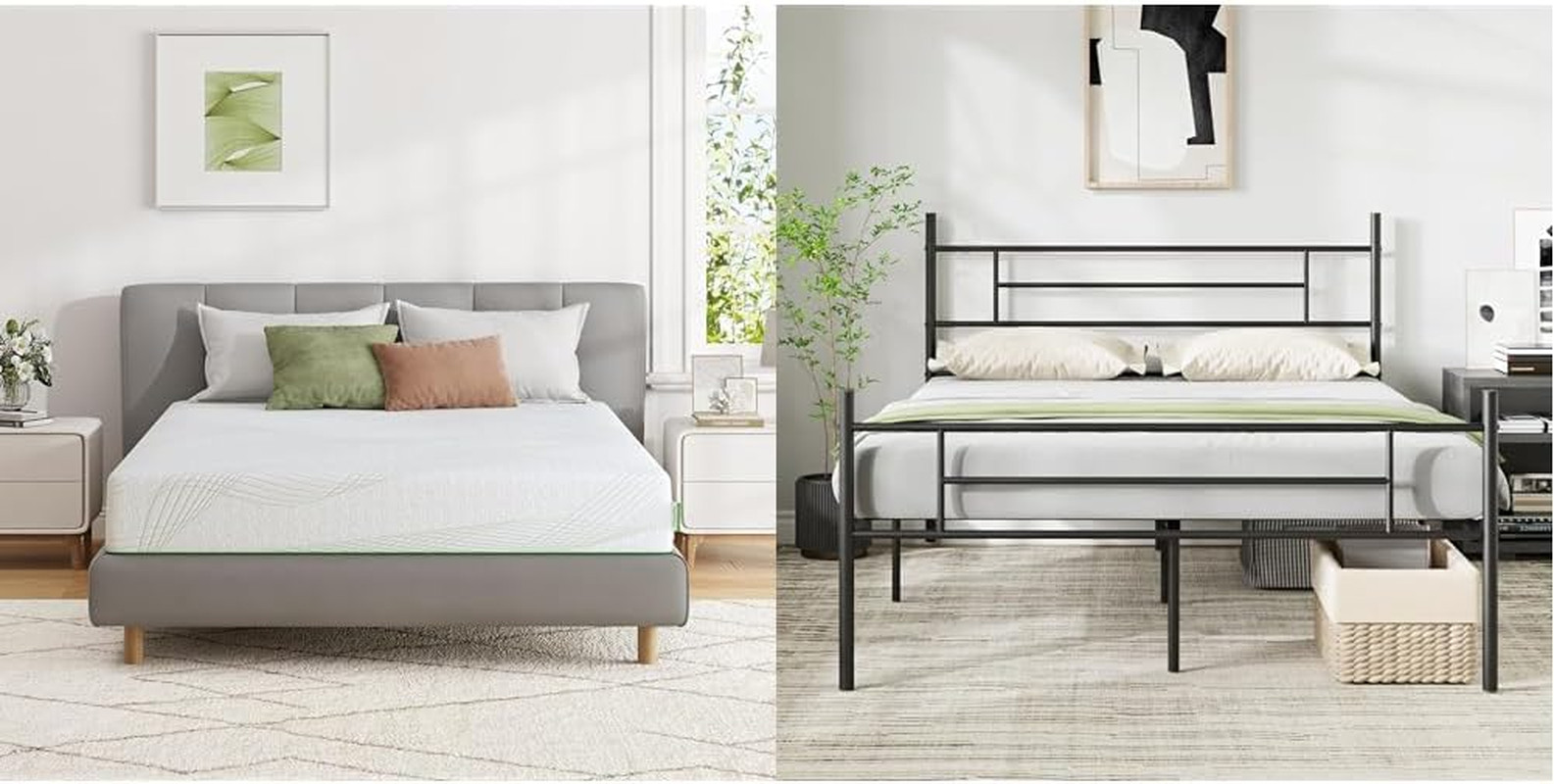 8 Inch Gel Memory Foam Full Mattress & Metal Bed Frame with Headboard
