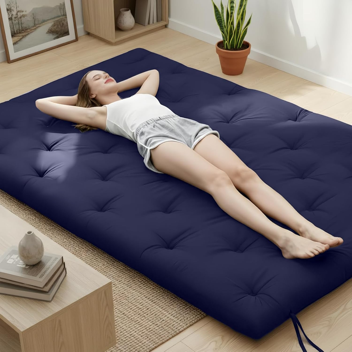 Water Resistant Japanese Futon Mattress, Twin Size 75″X39″, 2.5 Inch Thick Japan