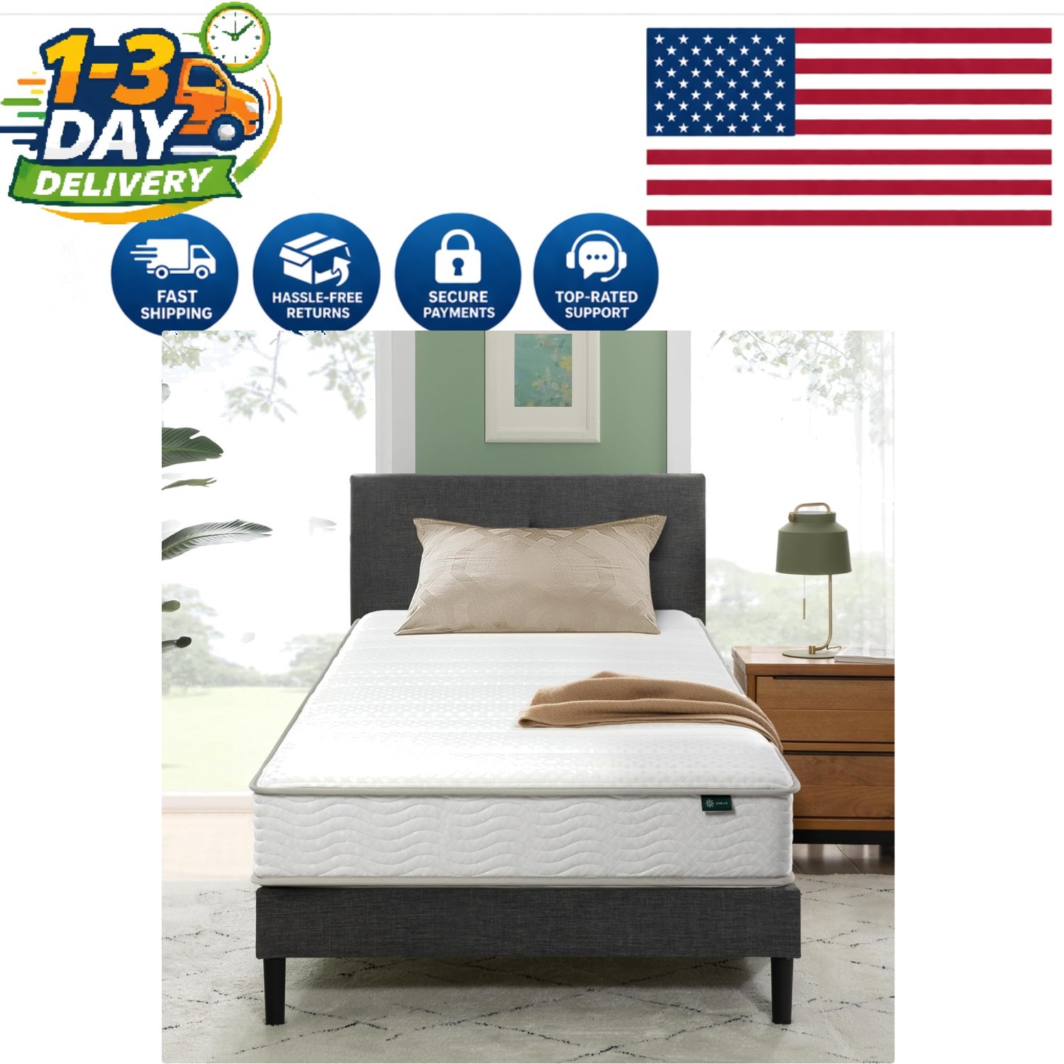 6 Inch Twin Hybrid Mattress: Medium Firm, Eco-Friendly & CertiPUR-US Certified