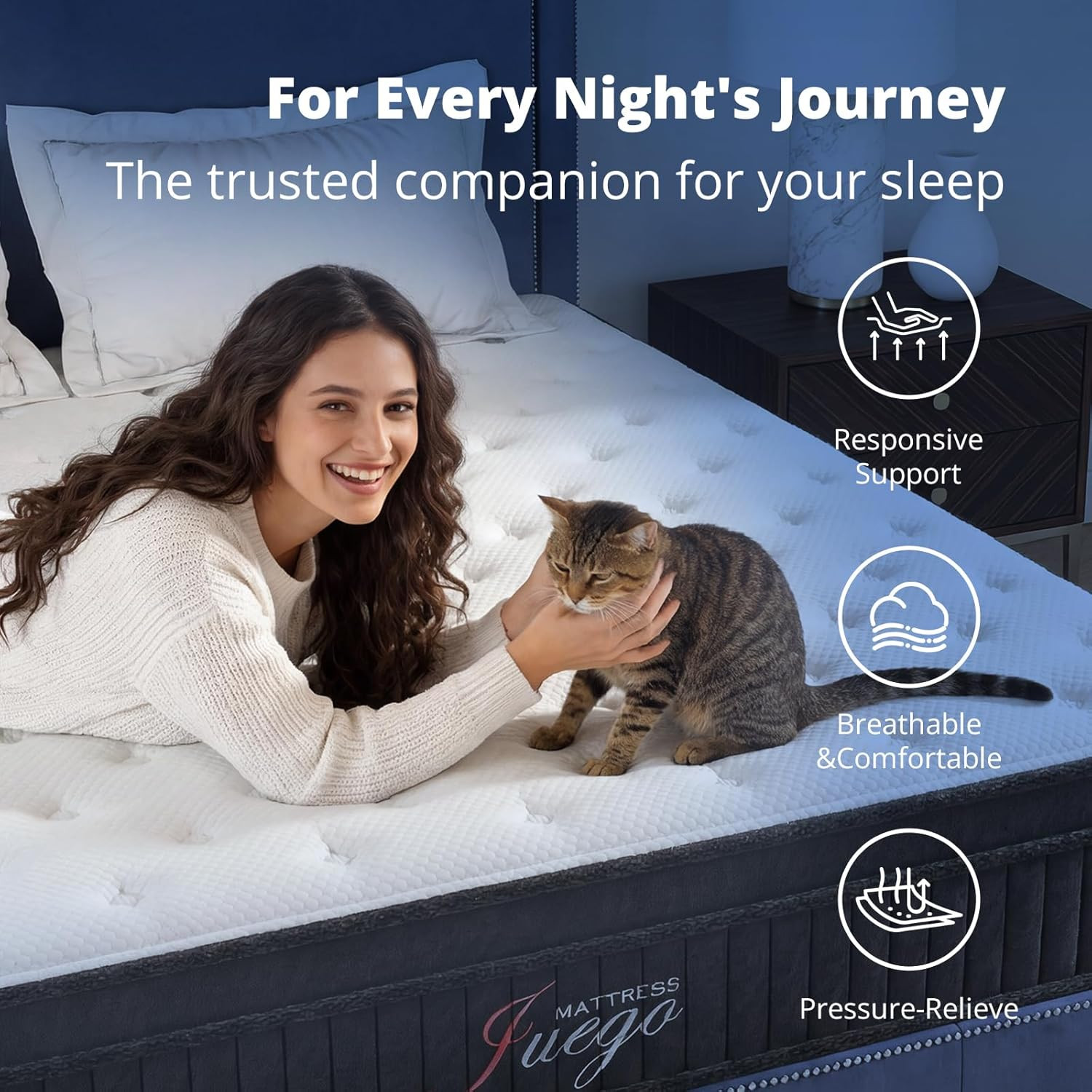 12″ King Hybrid Mattress – Medium Firm Memory Foam & Pocket Springs for Comfort