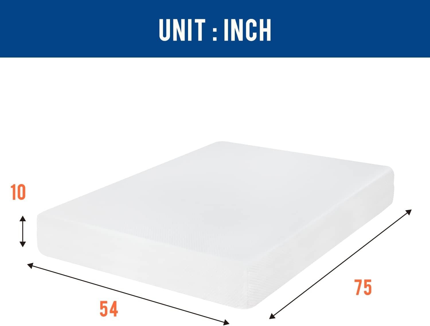 10 Inch Full Mattress | Medium Firm | Gel Memory Foam Mattress | White | Bed …