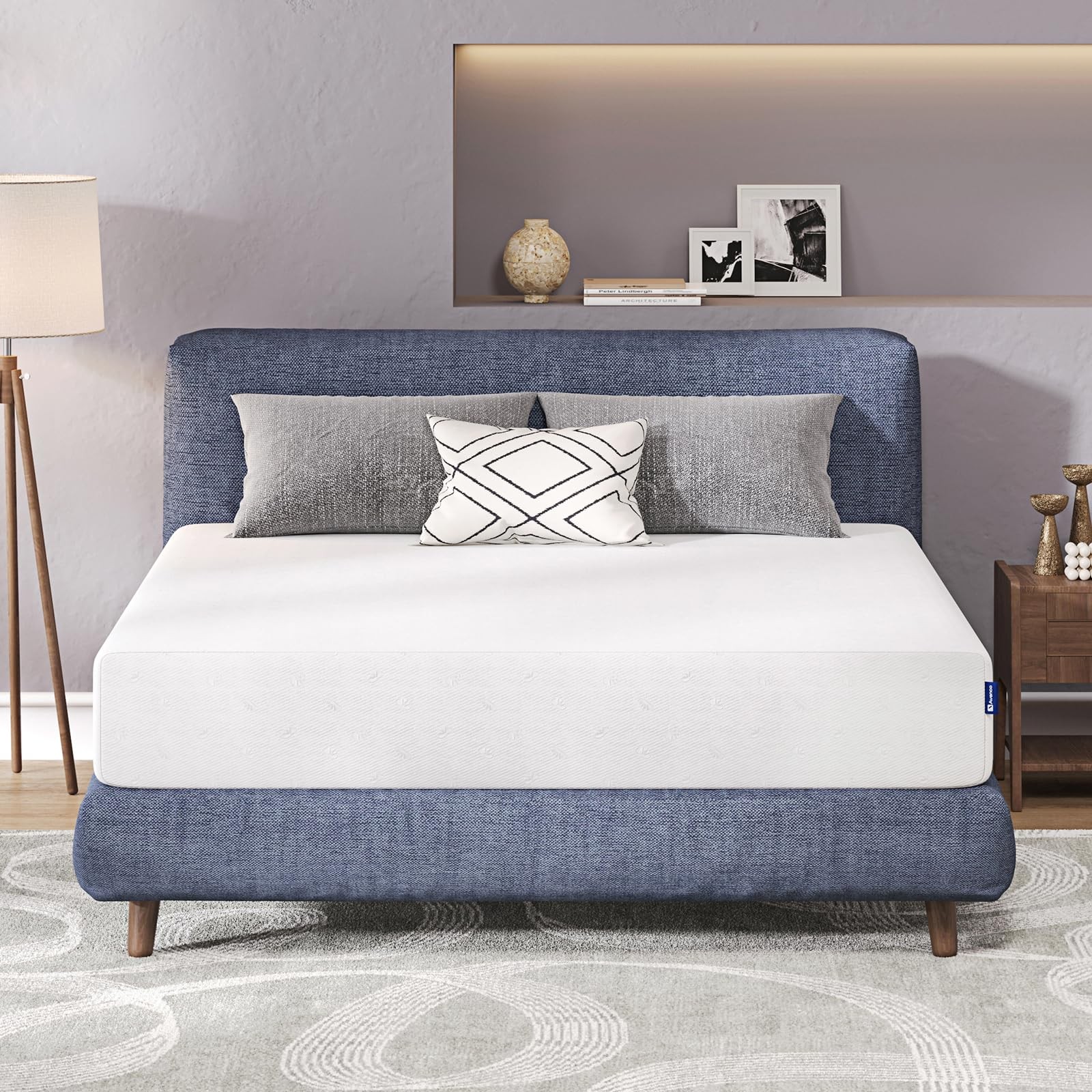 10 Inch Full Size Memory Foam Mattress, Medium Firmness, White, Full Size, Ce…