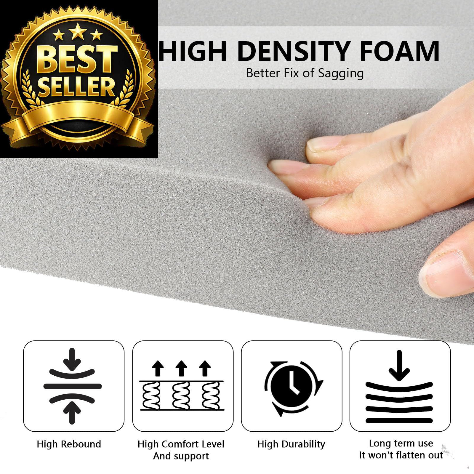 60″ L Sagging Mattress Support Dip Fixer High Density Under Full, Grey
