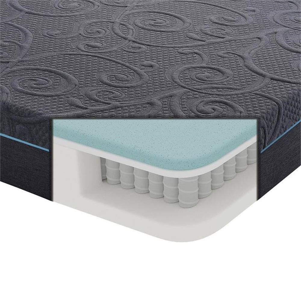Pemberly Row Fabric Twin XL Gel Memory Hybrid Mattress in Gray